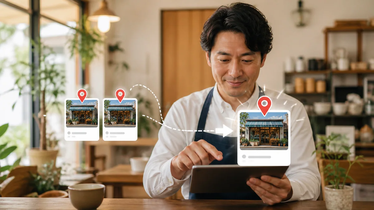 重複したGoogleビジネスプロフィールを整理するイメージ