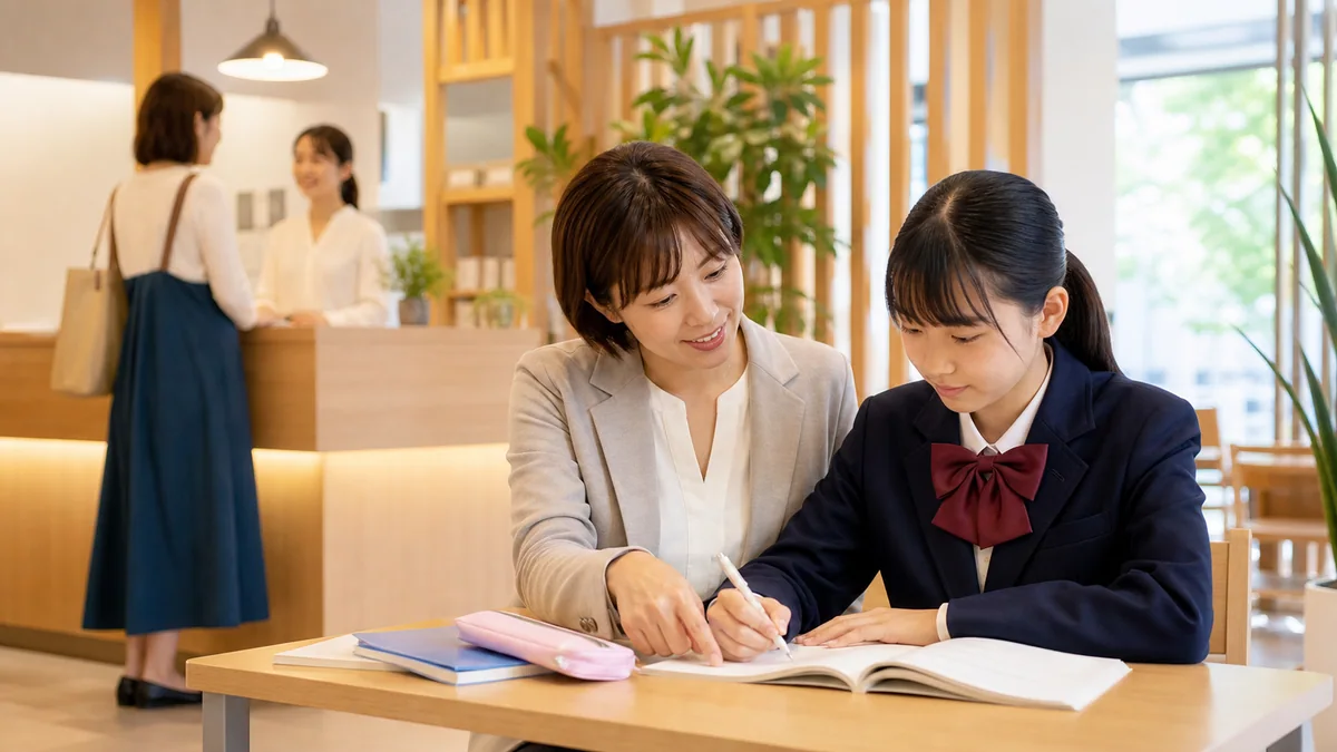 学習塾で生徒を指導する講師